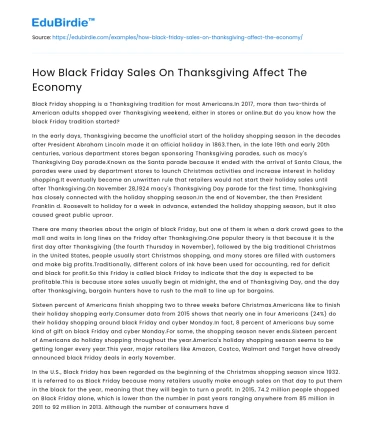 How Black Friday Sales On Thanksgiving Affect The Economy