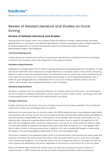 The Impact of Drunk Driving: A Literature Review