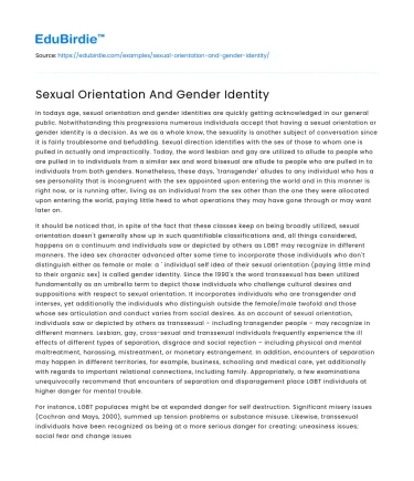 Sexual Orientation And Gender Identity