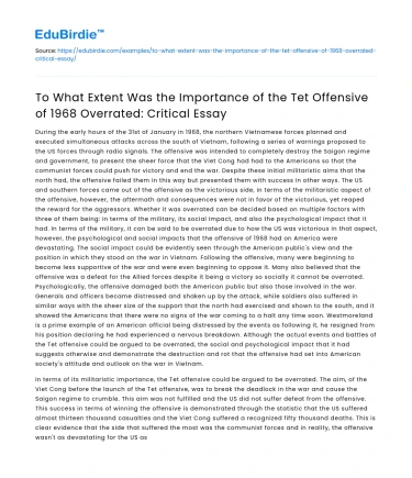 Importance of Tet Offensive of 1968