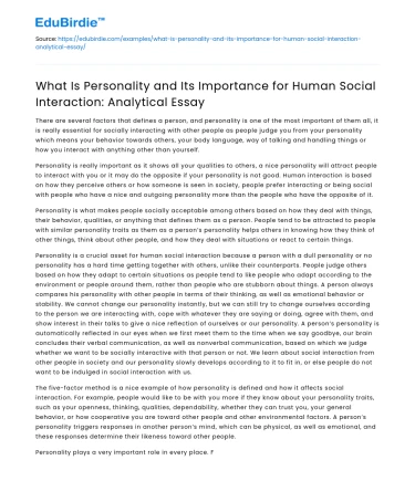 What Is Personality and Its Importance for Human Social Interaction