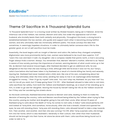 Theme Of Sacrifice In A Thousand Splendid Suns