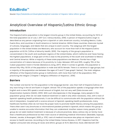 Analytical Overview of Hispanic/Latino Ethnic Group