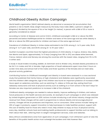 Childhood Obesity Action Campaign