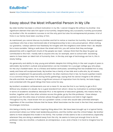 Essay about the Most Influential Person in My Life
