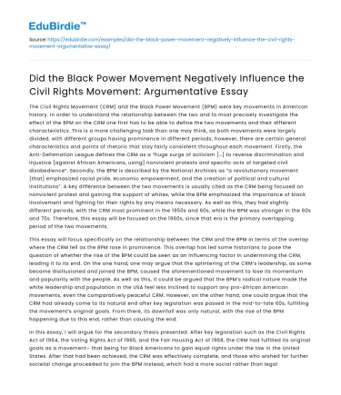 Impact of Black Power Movement on Civil Rights