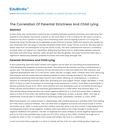 The Correlation Of Parental Strictness And Child Lying