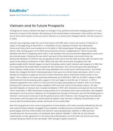 Vietnam and Its Future Prospects