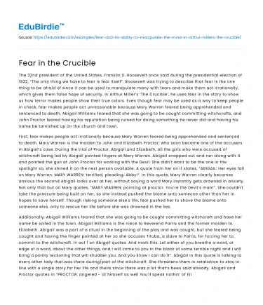 Fear in the Crucible
