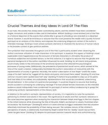 Crucial Themes And Key Ideas In Lord Of The Flies