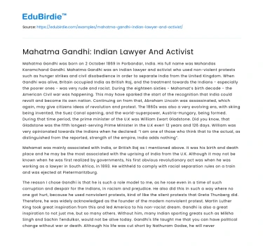Mahatma Gandhi: Indian Lawyer And Activist