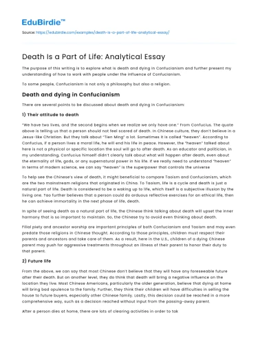 Death: An Integral Aspect of Existence