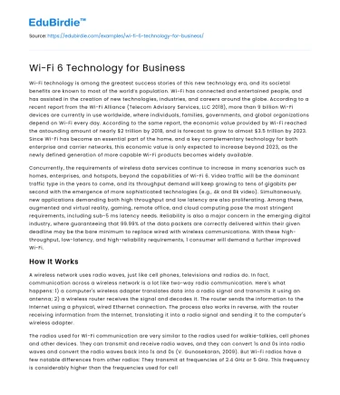 Wi-Fi 6 Technology for Business