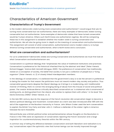 Characteristics of American Government