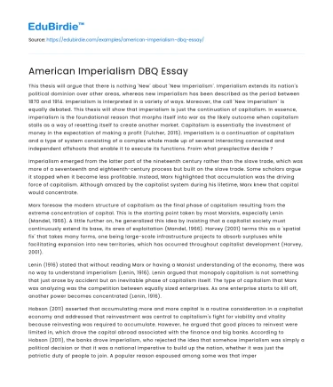 American Imperialism DBQ Essay