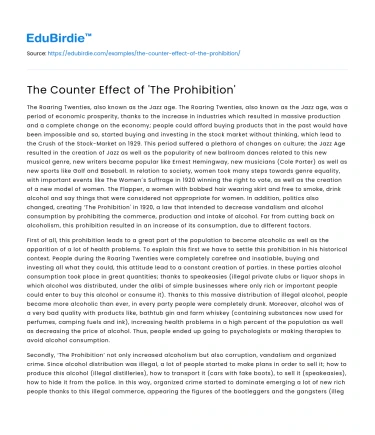 The Counter Effect of ‘The Prohibition’