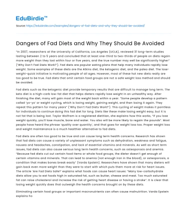 Dangers of Fad Diets and Why They Should Be Avoided