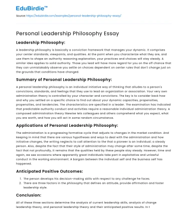 Crafting a Personal Leadership Philosophy