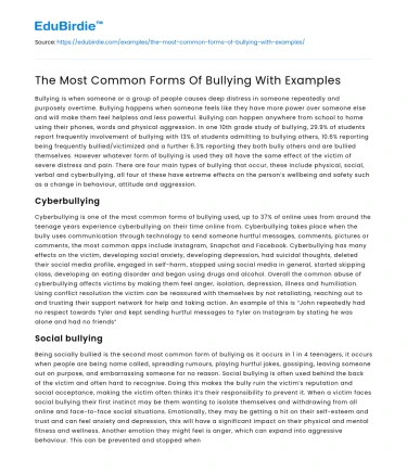 The Most Common Forms Of Bullying With Examples