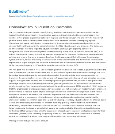 Conservatism in Education Examples