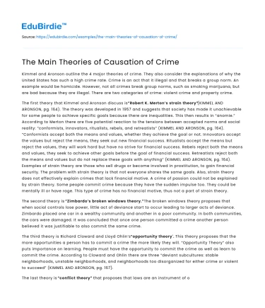 The Main Theories of Causation of Crime