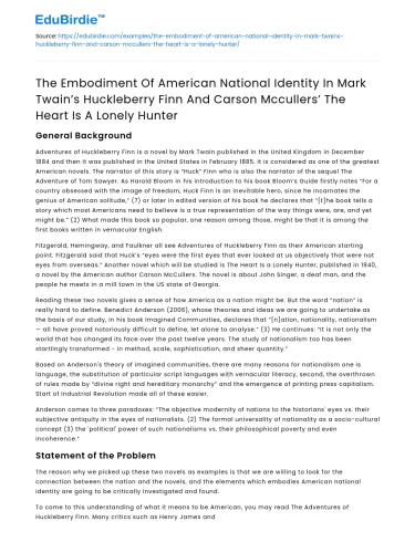 American National Identity in Huckleberry Finn