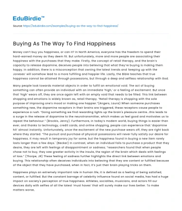 Buying As The Way To Find Happiness