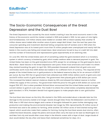 Impact of Economic and Environmental Crises in the 1930s