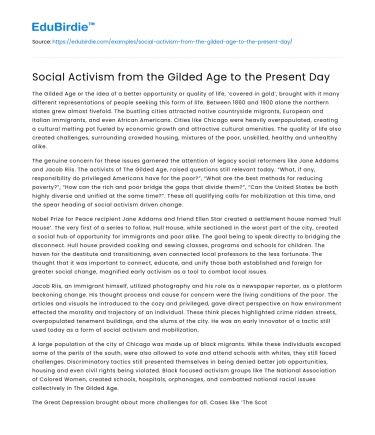 Social Activism from the Gilded Age to the Present Day