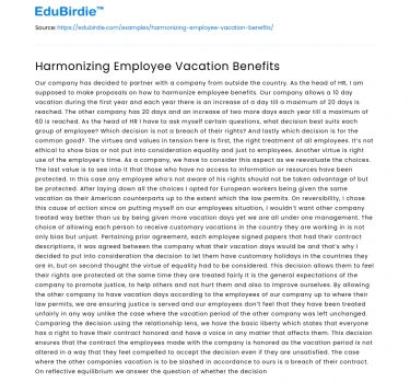 Harmonizing Employee Vacation Benefits
