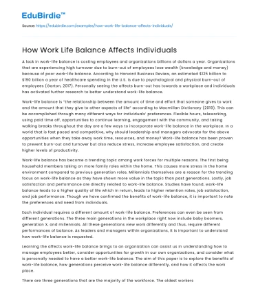 How Work Life Balance Affects Individuals