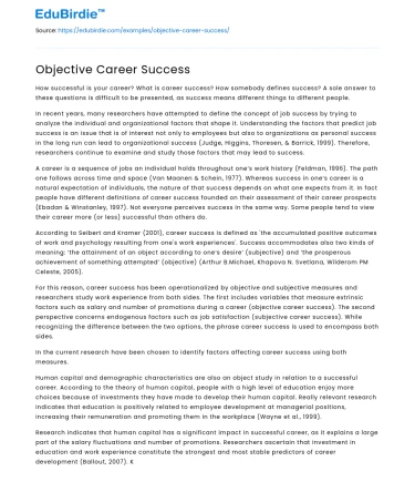 Objective Career Success