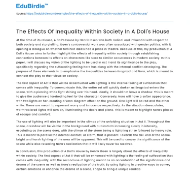 The Effects Of Inequality Within Society In A Doll’s House
