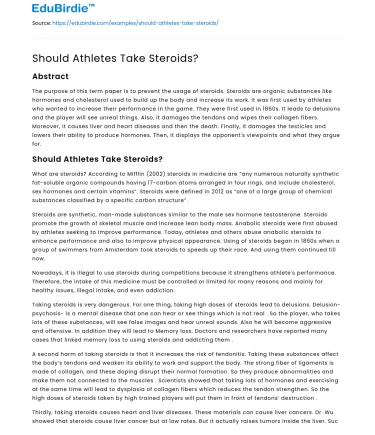 Should Athletes Take Steroids?