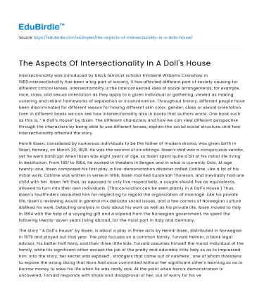 The Aspects Of Intersectionality In A Doll’s House