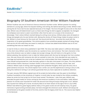 The Life and Works of William Faulkner