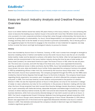 Gucci: Navigating the Fashion Industry and Creative Innovation