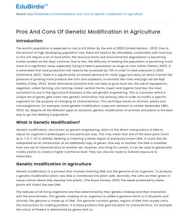 Pros And Cons Of Genetic Modification In Agriculture