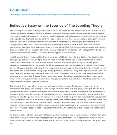 The Impact of Labeling Theory