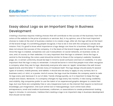 Essay about Logo as an Important Step in Business Development