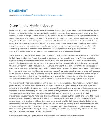 Drugs in the Music Industry