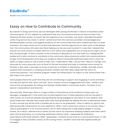 Essay on How to Contribute to Community
