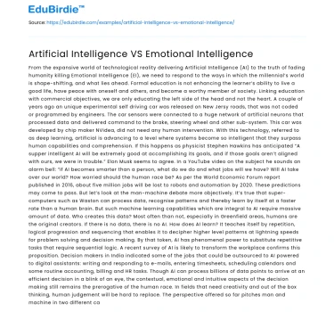 Artificial Intelligence VS Emotional Intelligence