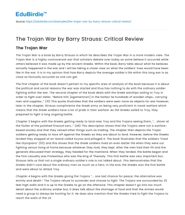 The Trojan War by Barry Strauss: Critical Review