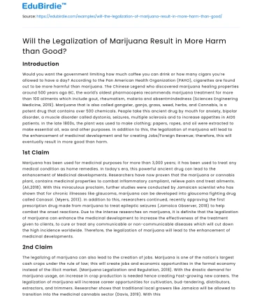 Will the Legalization of Marijuana Result in More Harm than Good?