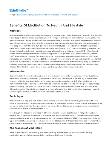 Benefits Of Meditation To Health And Lifestyle