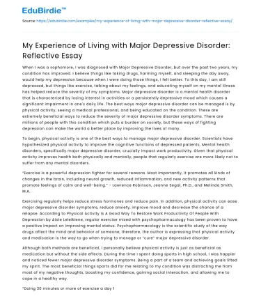 My Experience of Living with Major Depressive Disorder