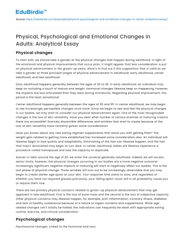 Adult Developmental Changes