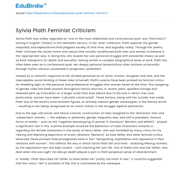 Sylvia Plath Feminist Criticism