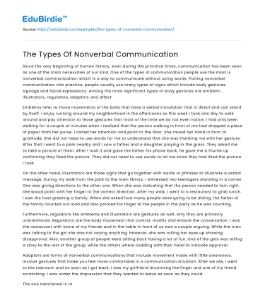 The Types Of Nonverbal Communication